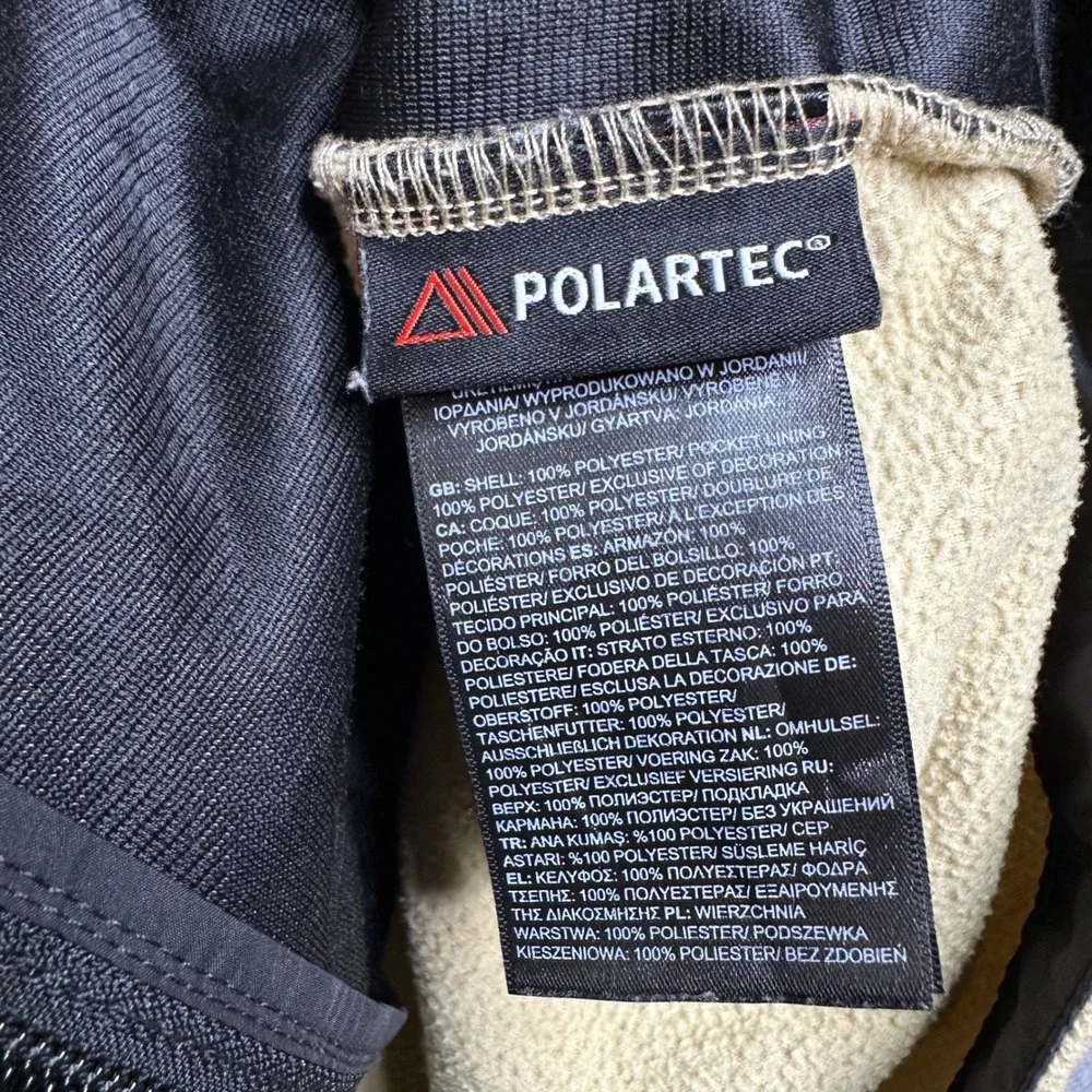 The North Face Polartec Fleece Jacket XXL Tan Black‎ Full Zip Circular Design